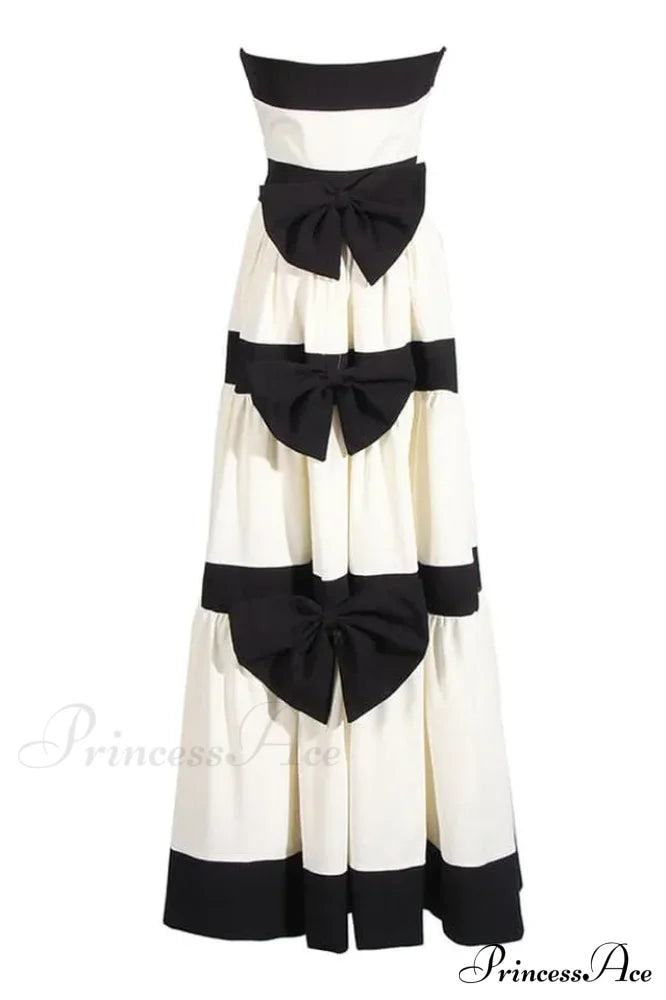 Karen Colorblock Stylish Bowknot Maxi Dress