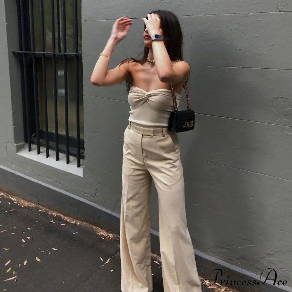 Knit Twisted Stylish Tube Top Shirts & Tops