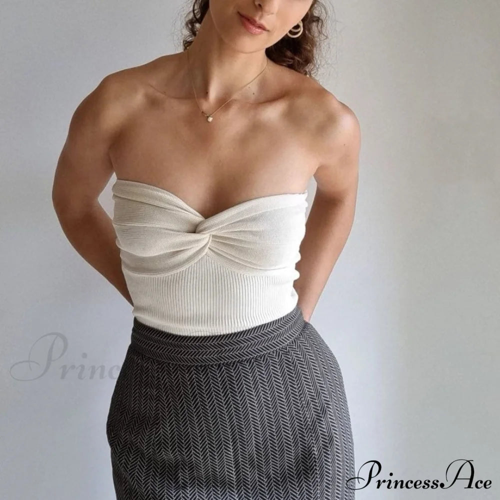 Knit Twisted Stylish Tube Top Shirts & Tops