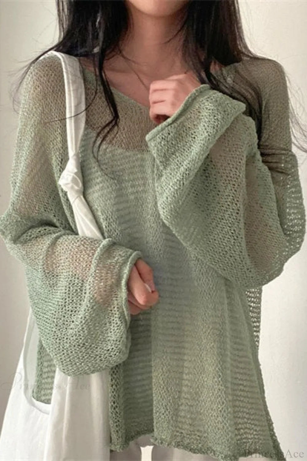 Knitted Openwork Loose Long Sleeve Chic Blouse