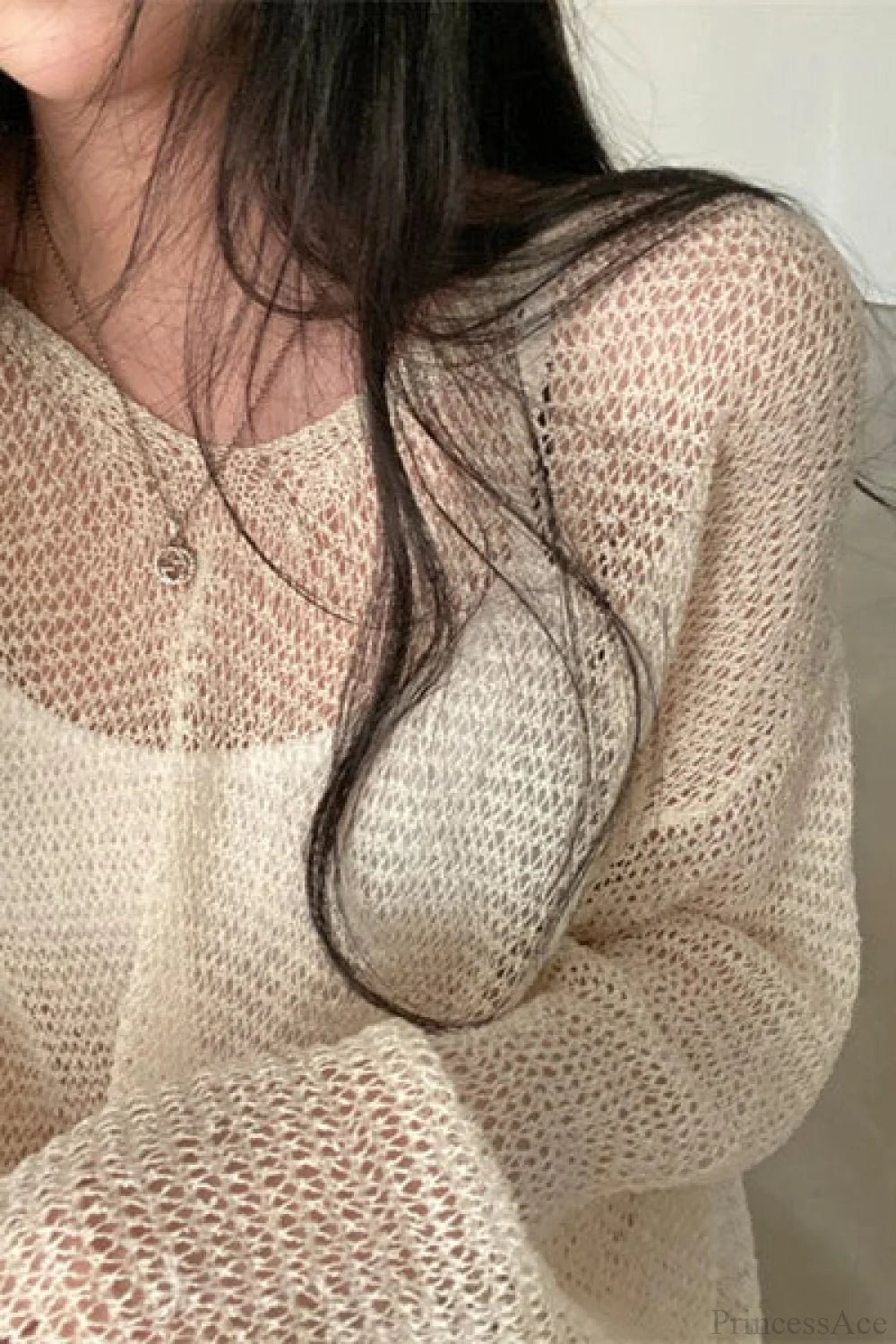 Knitted Openwork Loose Long Sleeve Chic Blouse