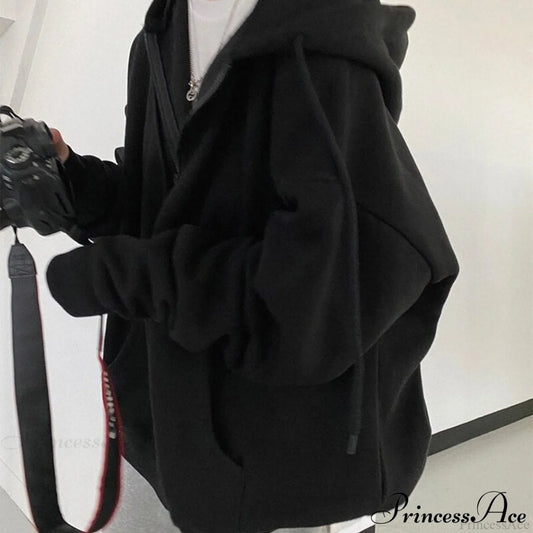 Korean Version Oversized Solid Color Hoodies Black / S Sweatshirts & Hoodies-L
