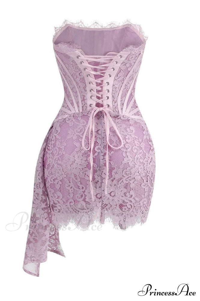 Lace Corset Stylish Draped Mini Dress