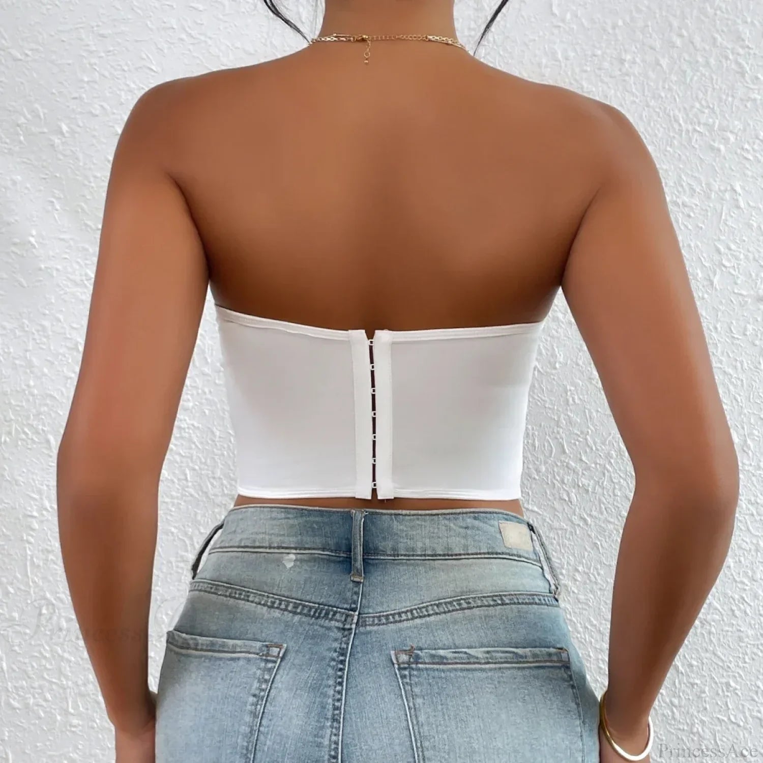 Lace Floral Korean Backless Fishbone Corset Top croptop-250126