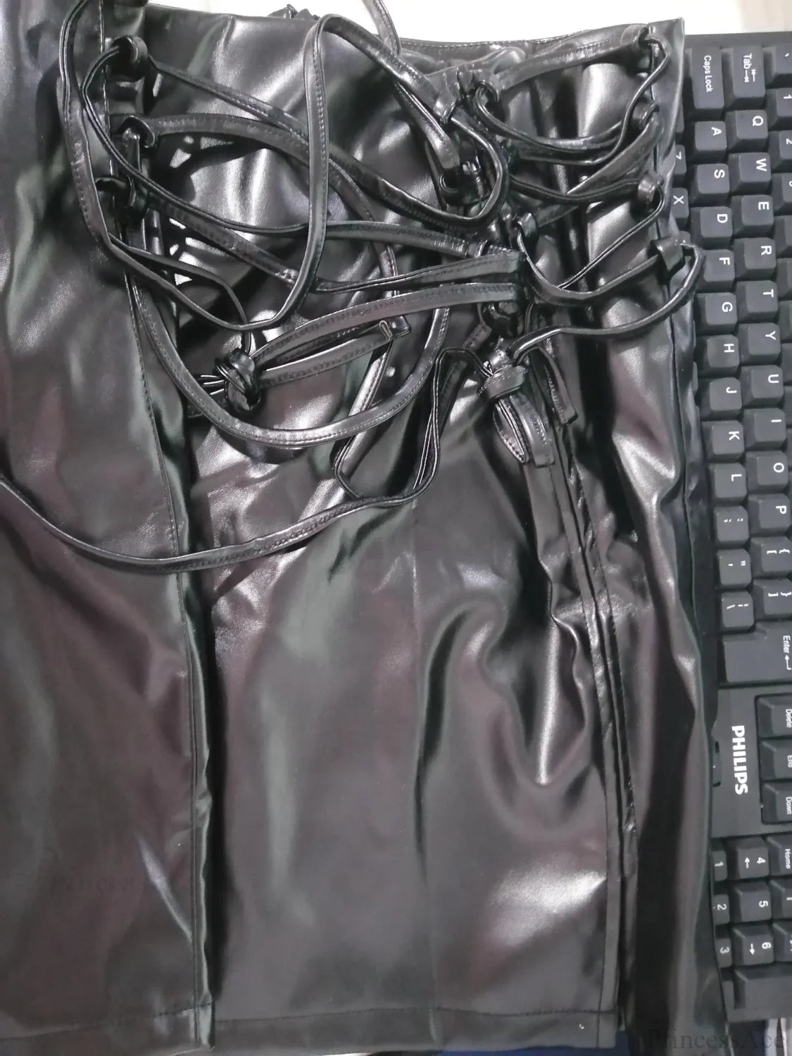 Lace-up PU Leather Mini Skirt