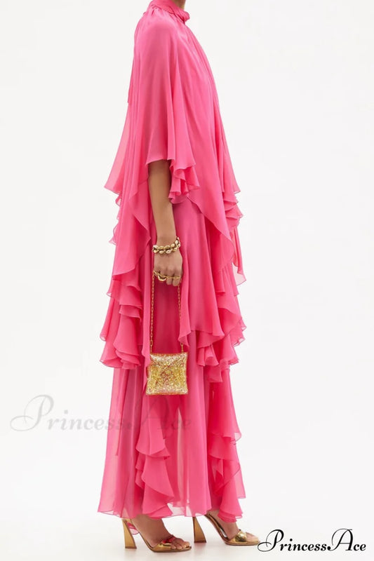 Layered Elegant Silk-Georgette Gown