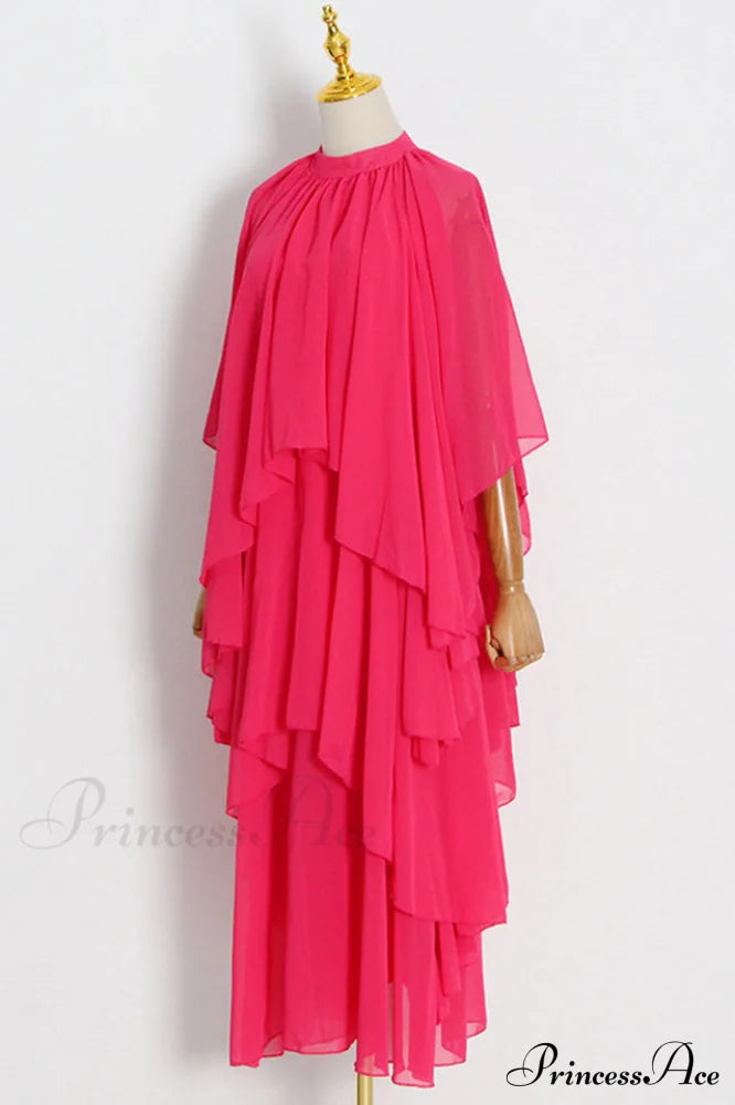 Layered Elegant Silk-Georgette Gown