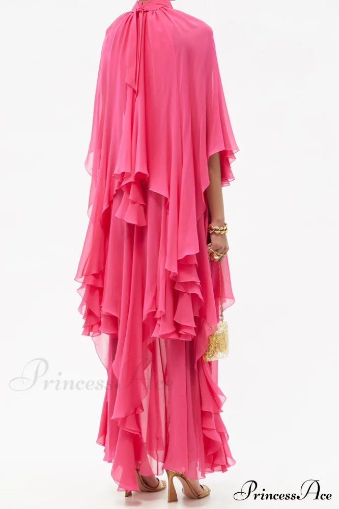 Layered Elegant Silk-Georgette Gown
