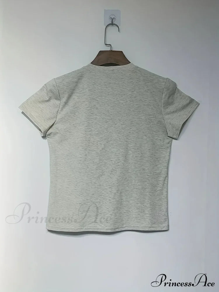 Les Dessert Strawberry & Graceful Letter Print Short Sleeve T-Shirt