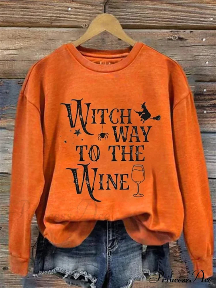 Letter Bright Sweatshirt Beige Long Halloween Neck Arm & Women’s Round Pullover Green Neon Orange