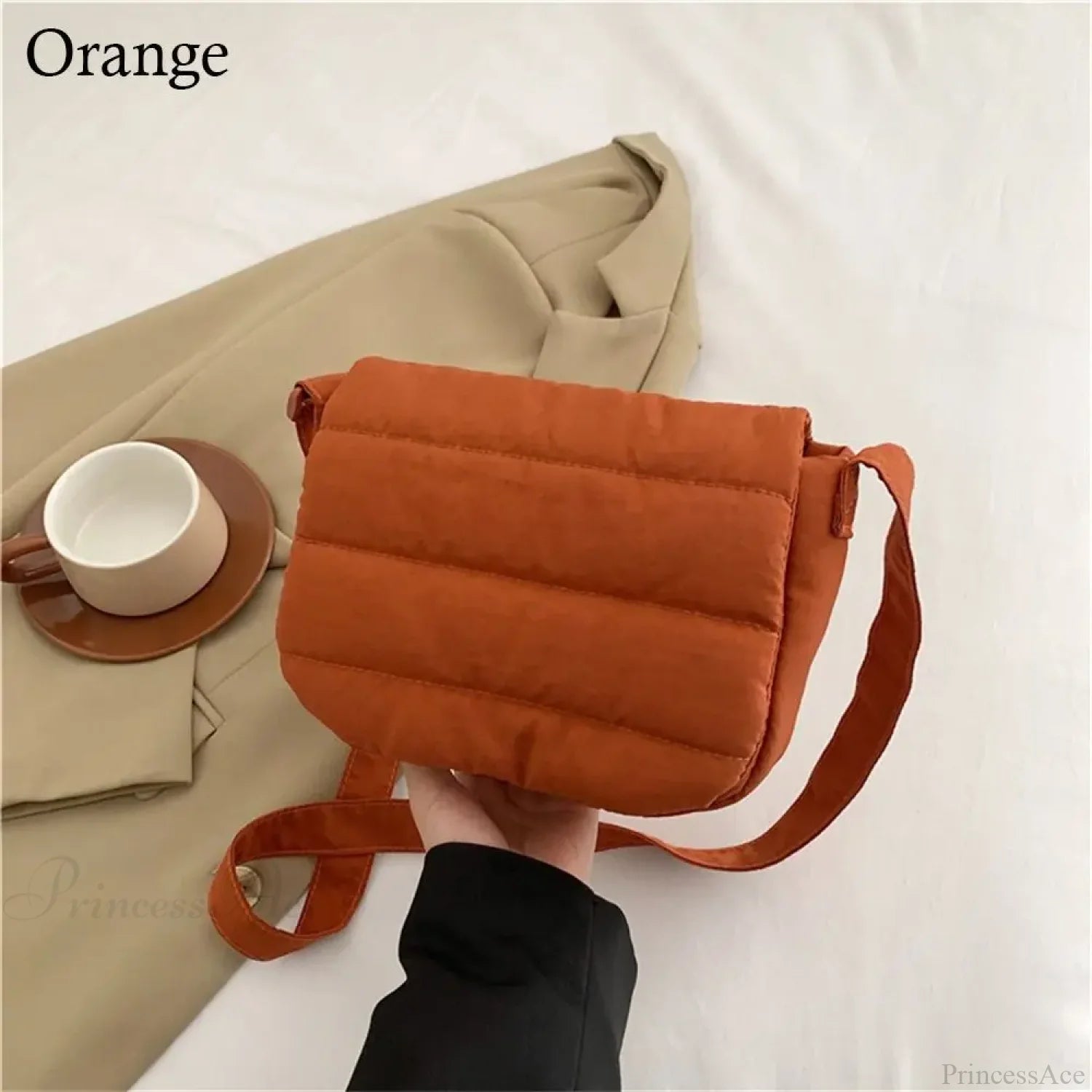 Lightweight Solid Color Cotton Casual Crossbody Orange crossbody-250126