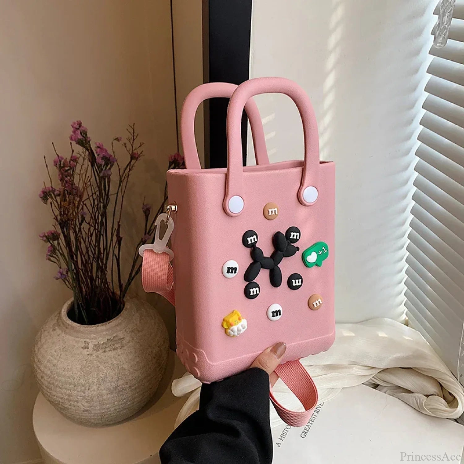 Lightweight Travel Beach Handbag Shoulder Bag for Women pink1 / (20cm handbag-250126