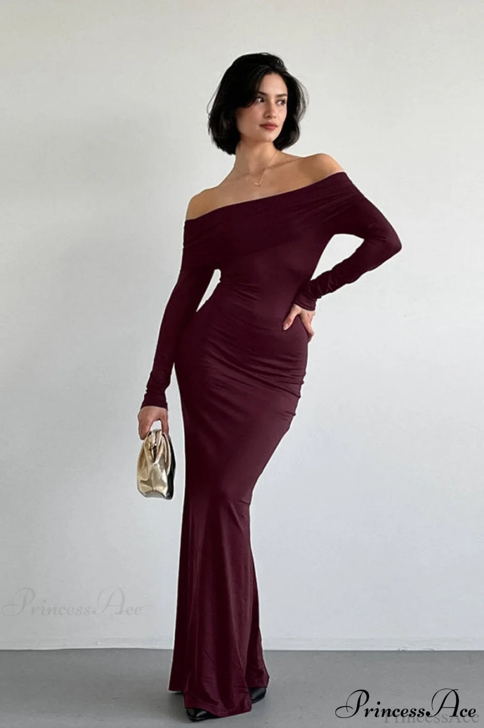 Long Sleeve Off Shoulder Sexy Bodycon Maxi Dress