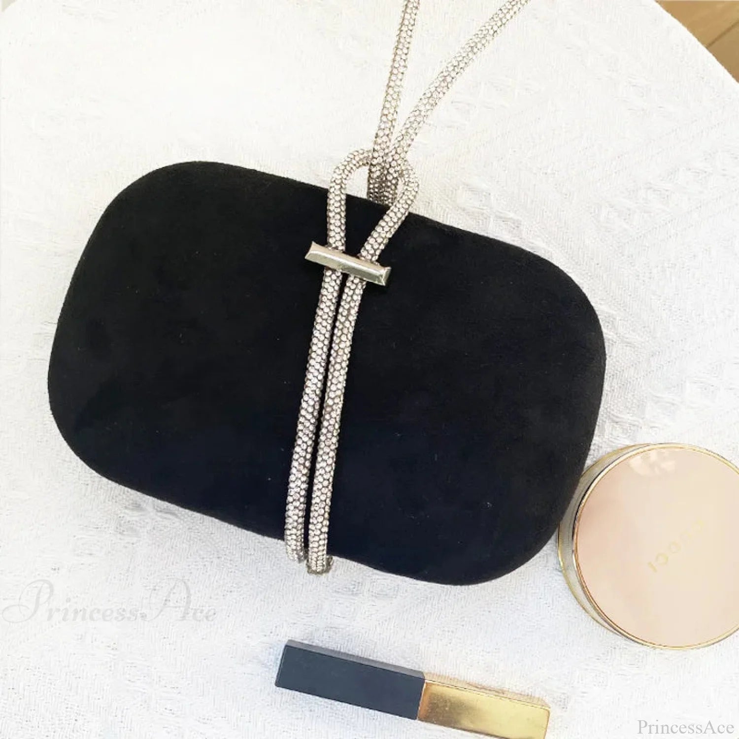 Luxury Red Velvet Crystal Handle Evening Wedding Tote Handbag clutchbag-250126