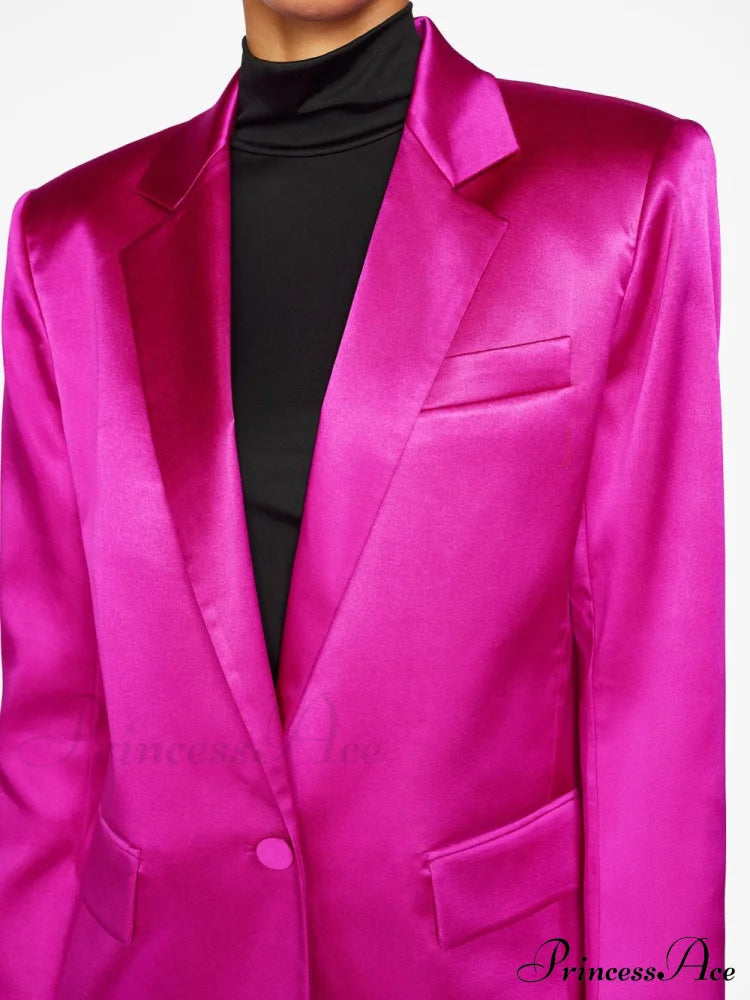 Magenta Blazer Stylish And Pants Set