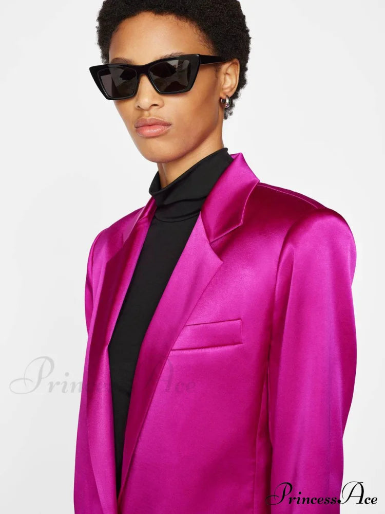 Magenta Blazer Stylish And Pants Set