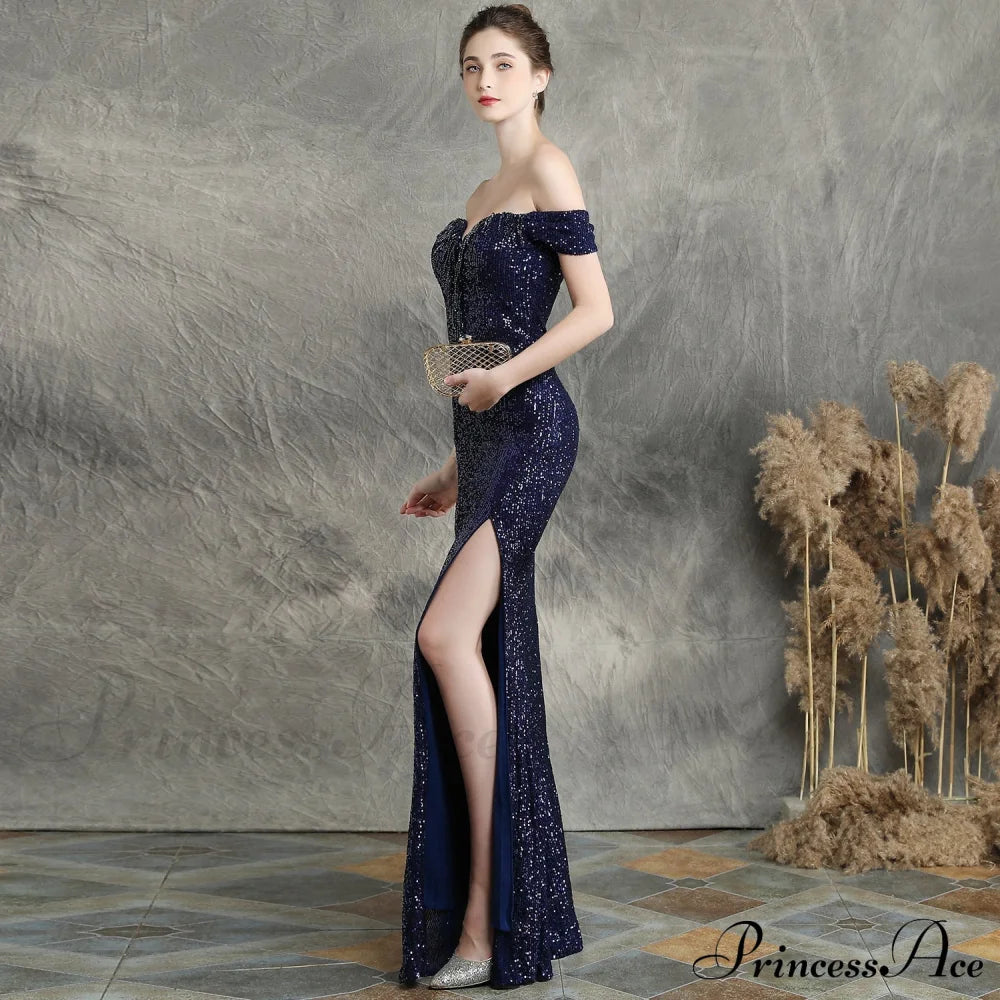 Marzia Formal Stylish Sequined Slit Dress S.o. Long Dresses