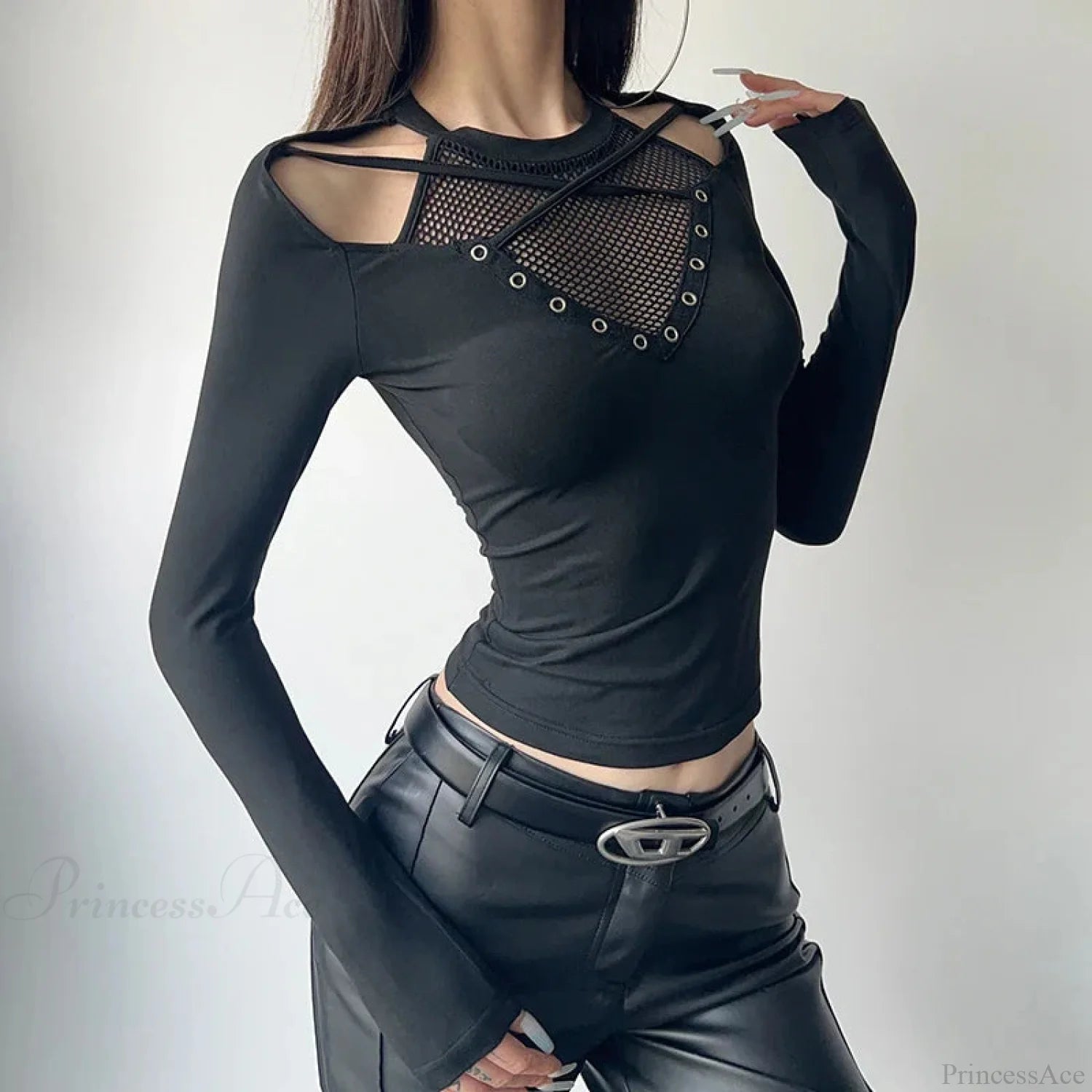 Mesh Patchwork Knitted Top