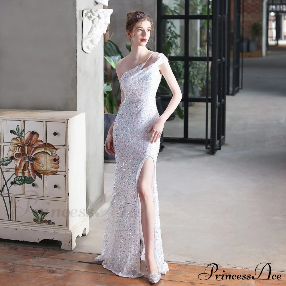 Mile One-Shoulder Bright Charming Sequined Formal Dress S.o. Long Dresses