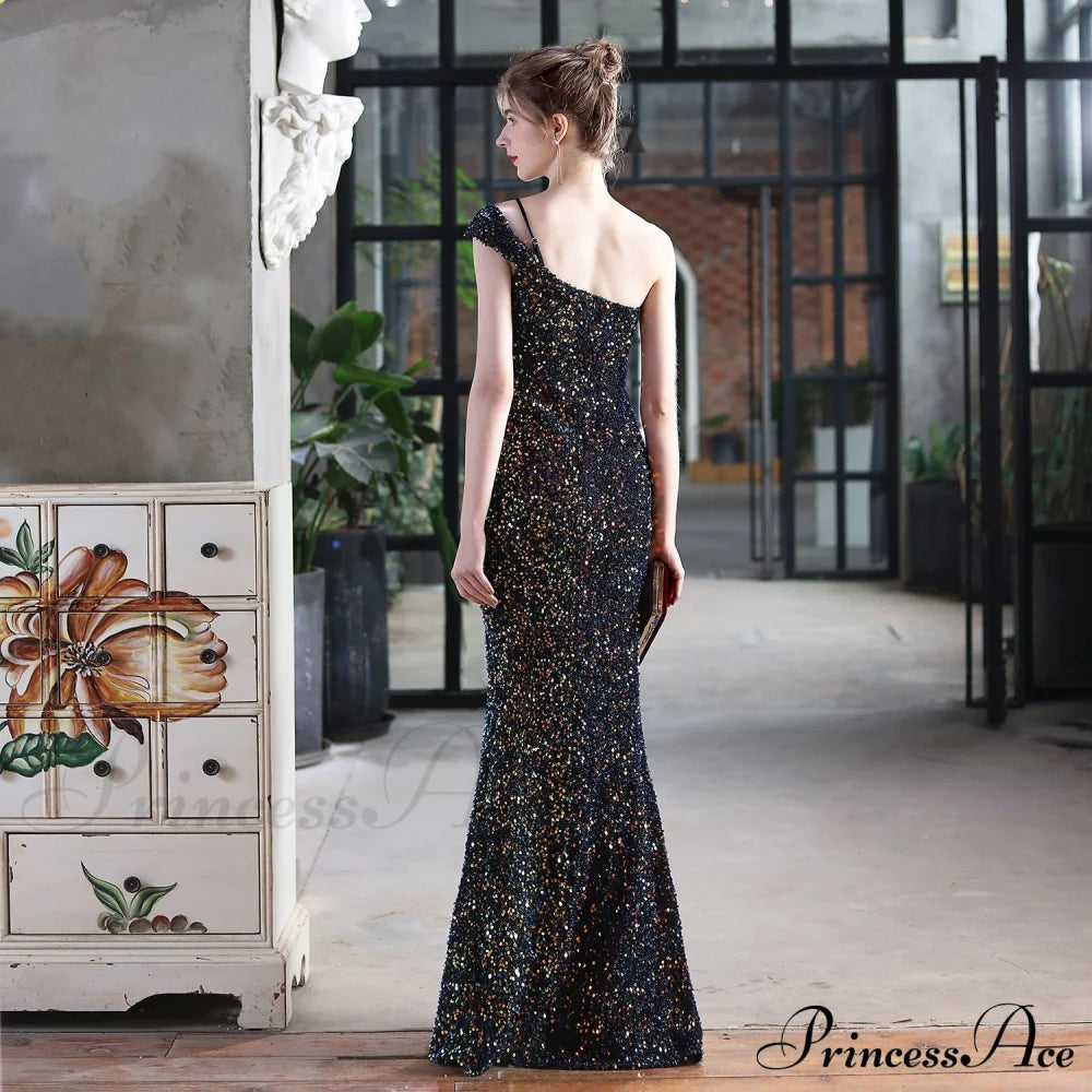 Mile One-Shoulder Bright Charming Sequined Formal Dress S.o. Long Dresses