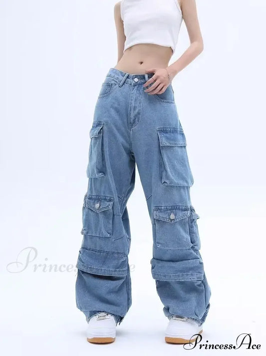 Multi-Pocket Washed Cargo New Heavy Industry Y2K Vintage Streetwear Loose Oversized Straight-Leg