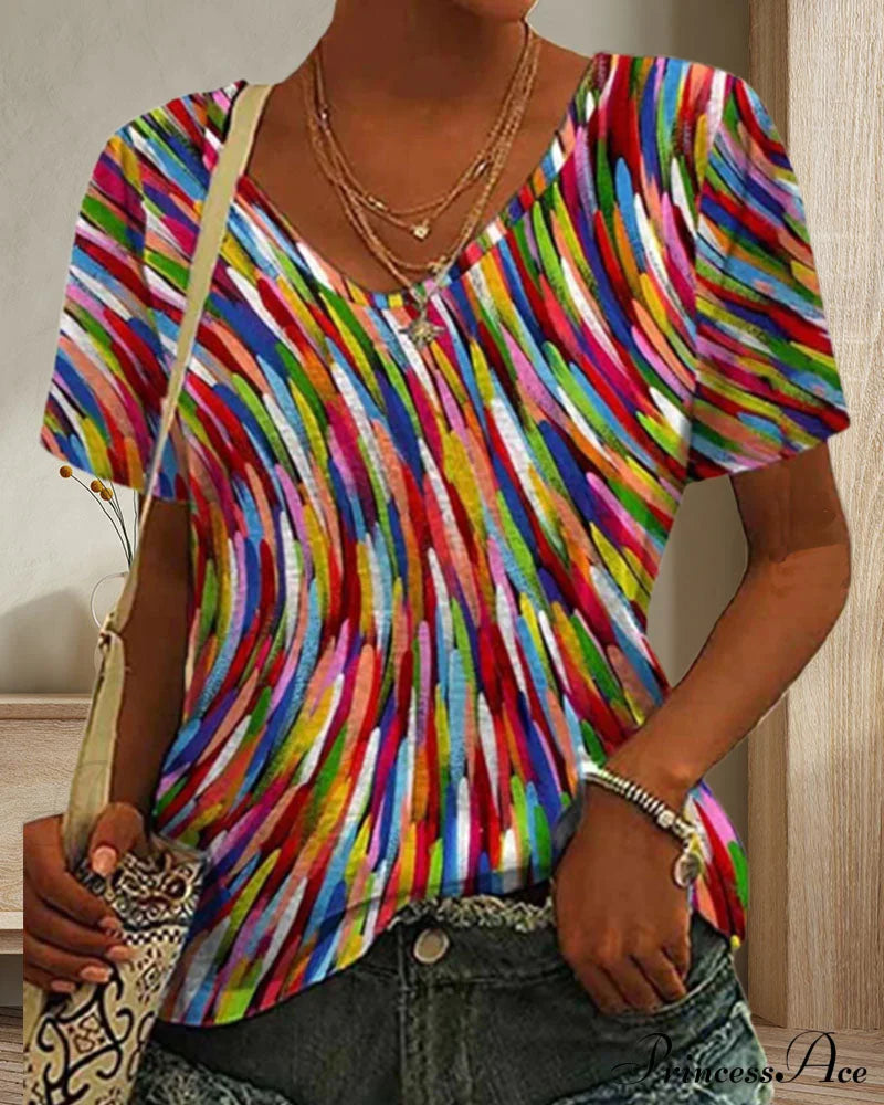 Neck Design Round Colorful T-Shirt T-Shirts