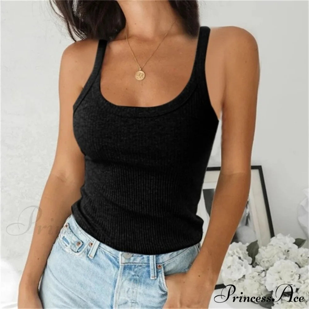 O Neck Knittrf Sleeveless Basic Top
