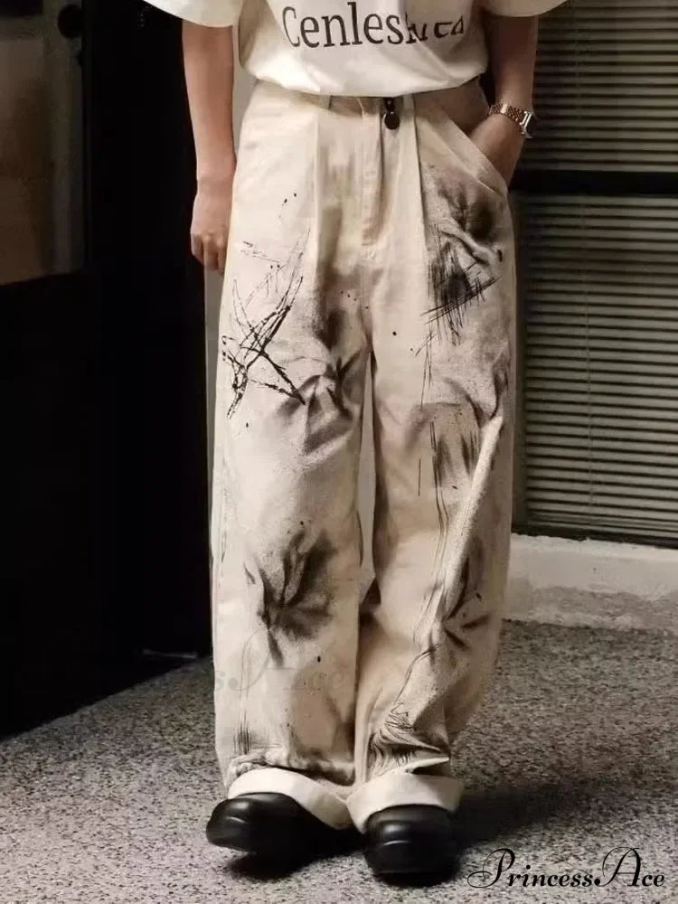 Original Speckler Artist Ink Graffiti Loose Straight Tube Casual Women’s Jean