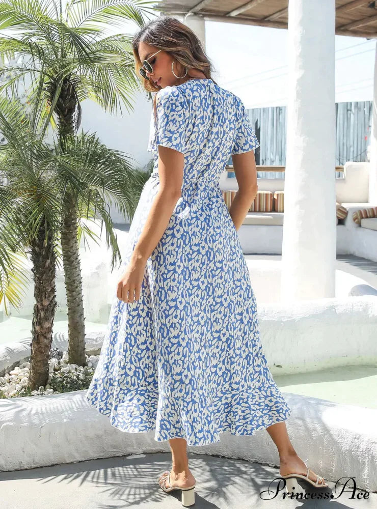 Patterned Flounce Bohemian Festive Dress L / Black Dresses