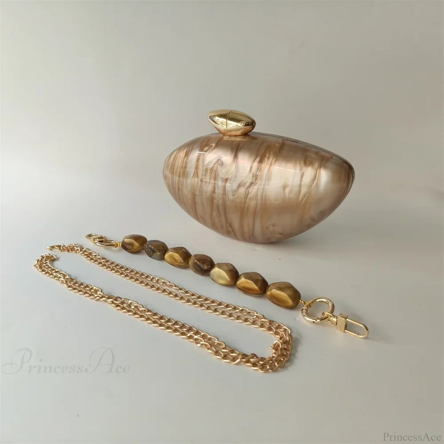 Pearl Brown Marble Acrylic Box Evening Clutch Bag beaded handle clutchbag-250126