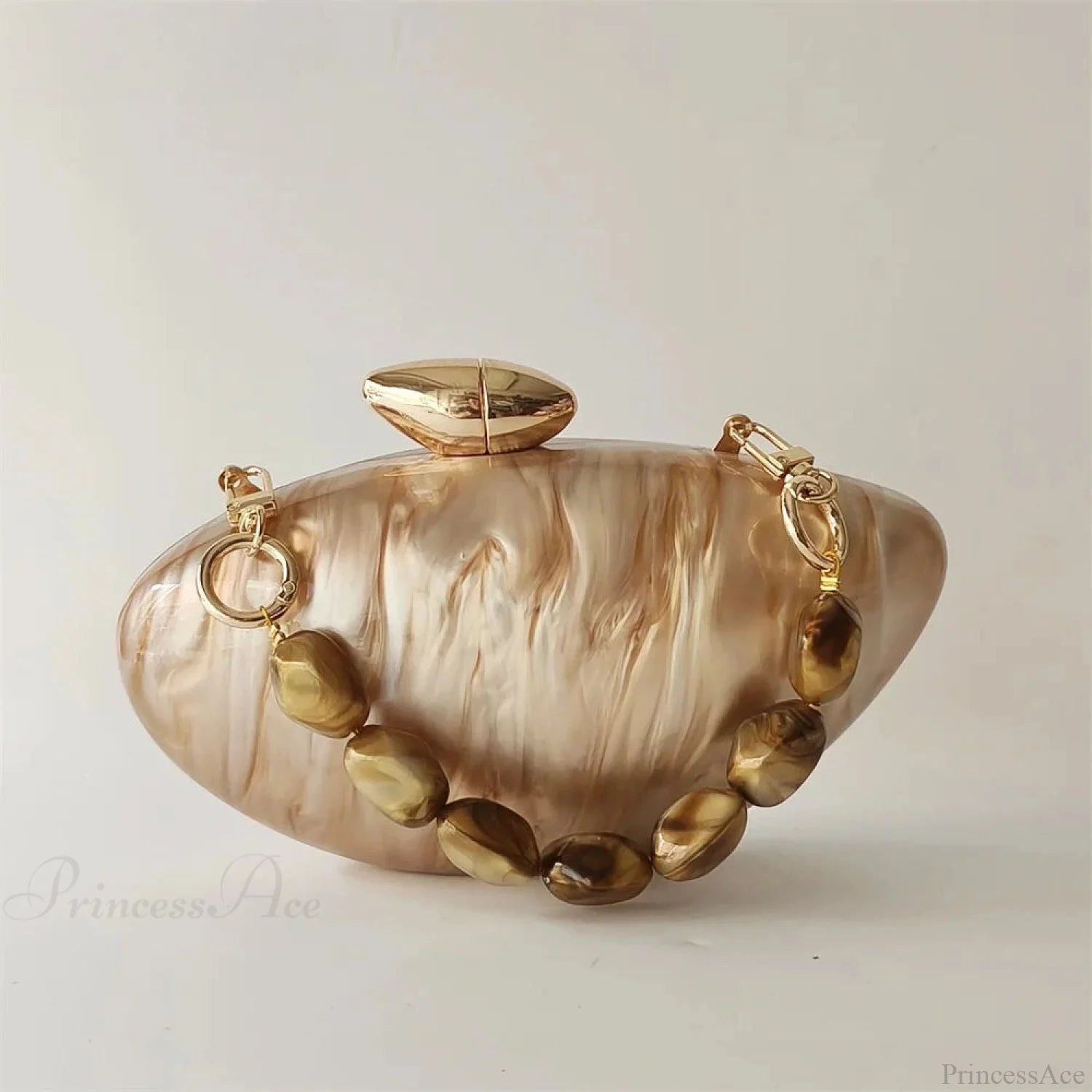 Pearl Brown Marble Acrylic Box Evening Clutch Bag clutchbag-250126