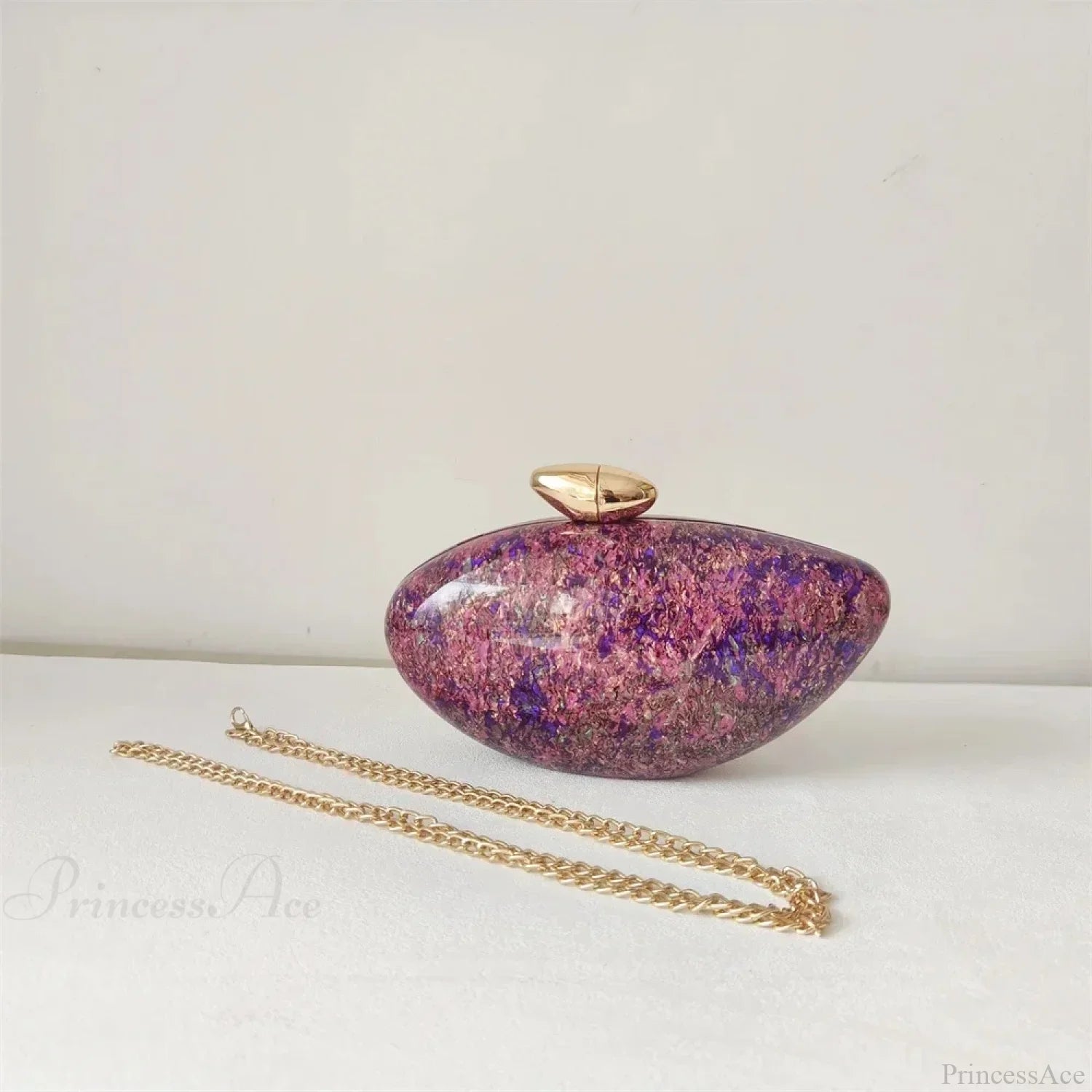 Pearl Brown Marble Acrylic Box Evening Clutch Bag o shape chain clutchbag-250126