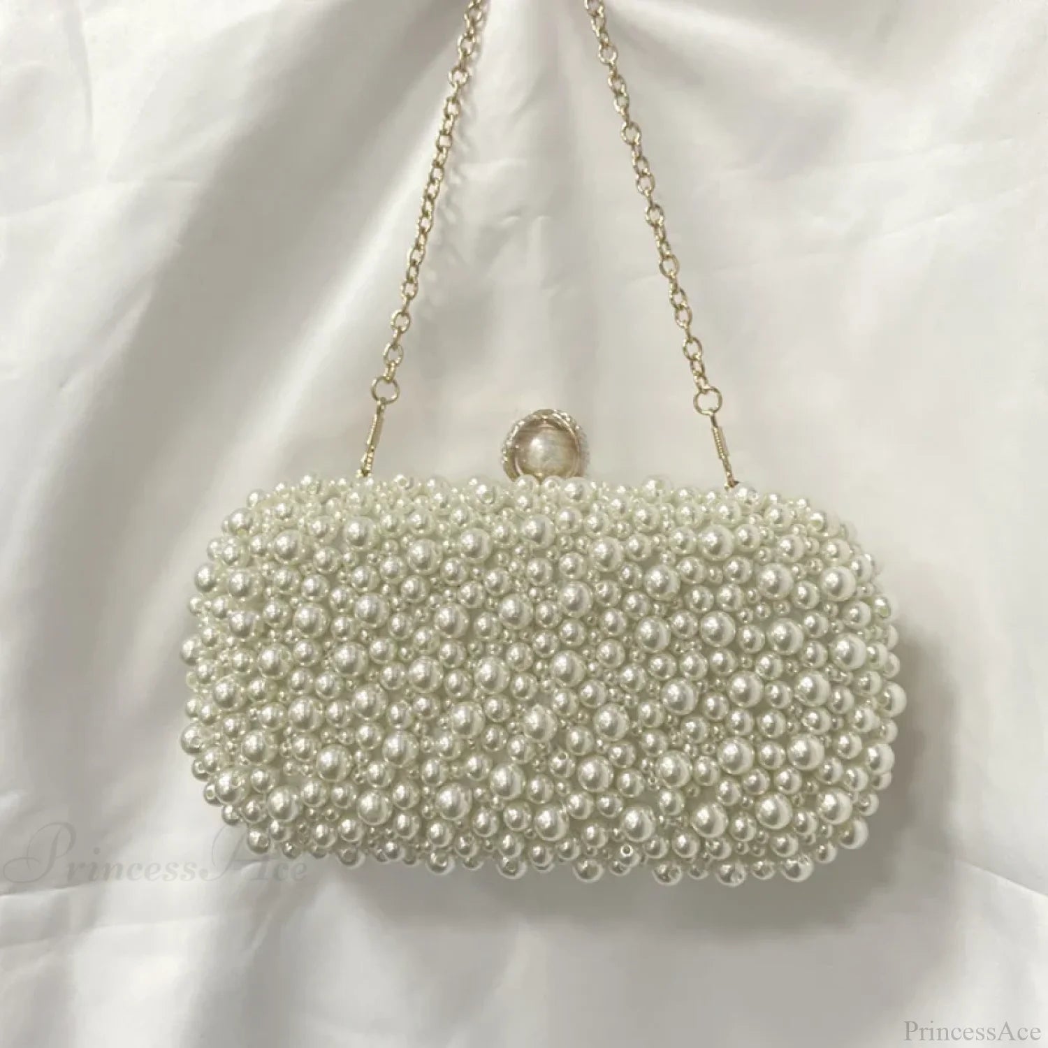 Pearl Crystal Beaded Evening Wristlet Beige wristlet-250126