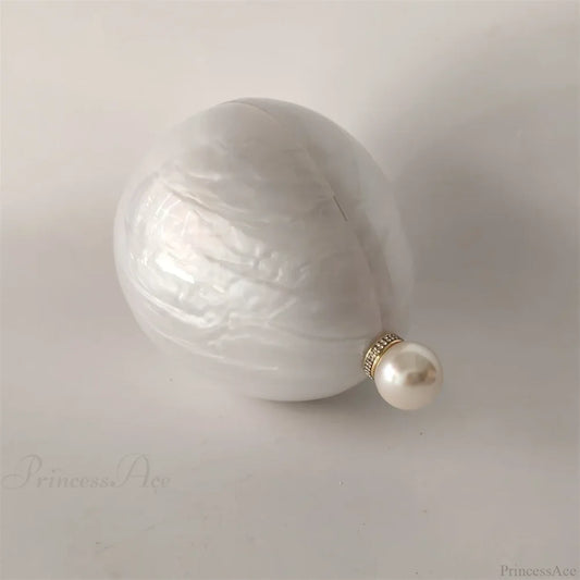 Pearl White Egg Acrylic Box Oval Bridal Messenger Clutch Bag clutchbag-250126