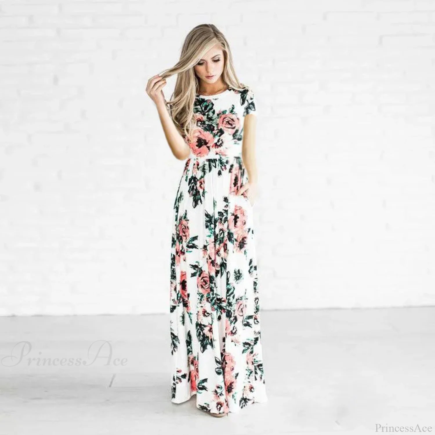 Pink Boho Floral Maxi Floral Dress oldfloraldress-250126