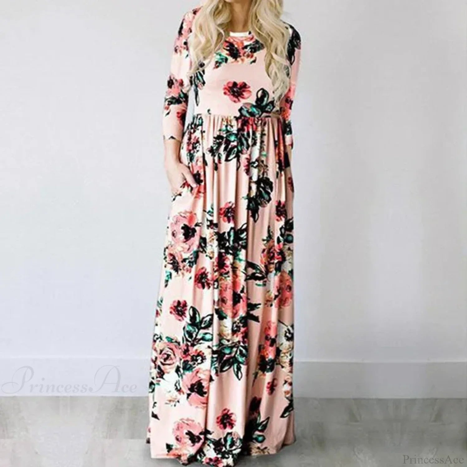 Pink Boho Floral Maxi Floral Dress oldfloraldress-250126