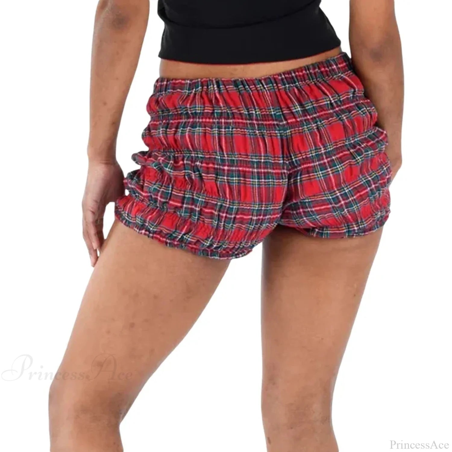 Plaid Frill Tiered Low-Rise Short short-250223