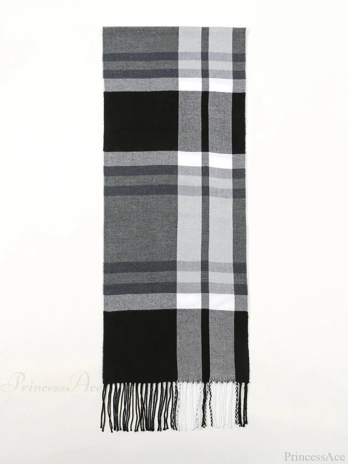 Plaid Print Cashmere Winter Pashmina Scarf - Luxury Travel Essential Grey 1 Scarfs-L