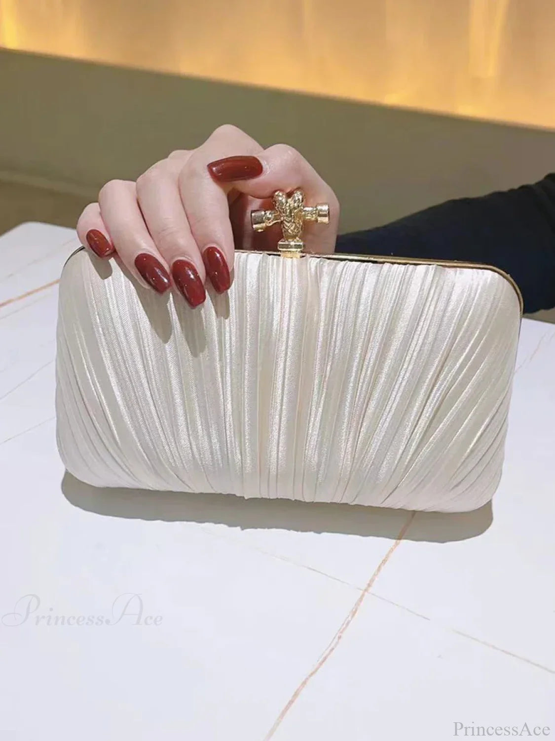 Pleated Evening Clutch Banquet Chain Bag clutchbag-250126