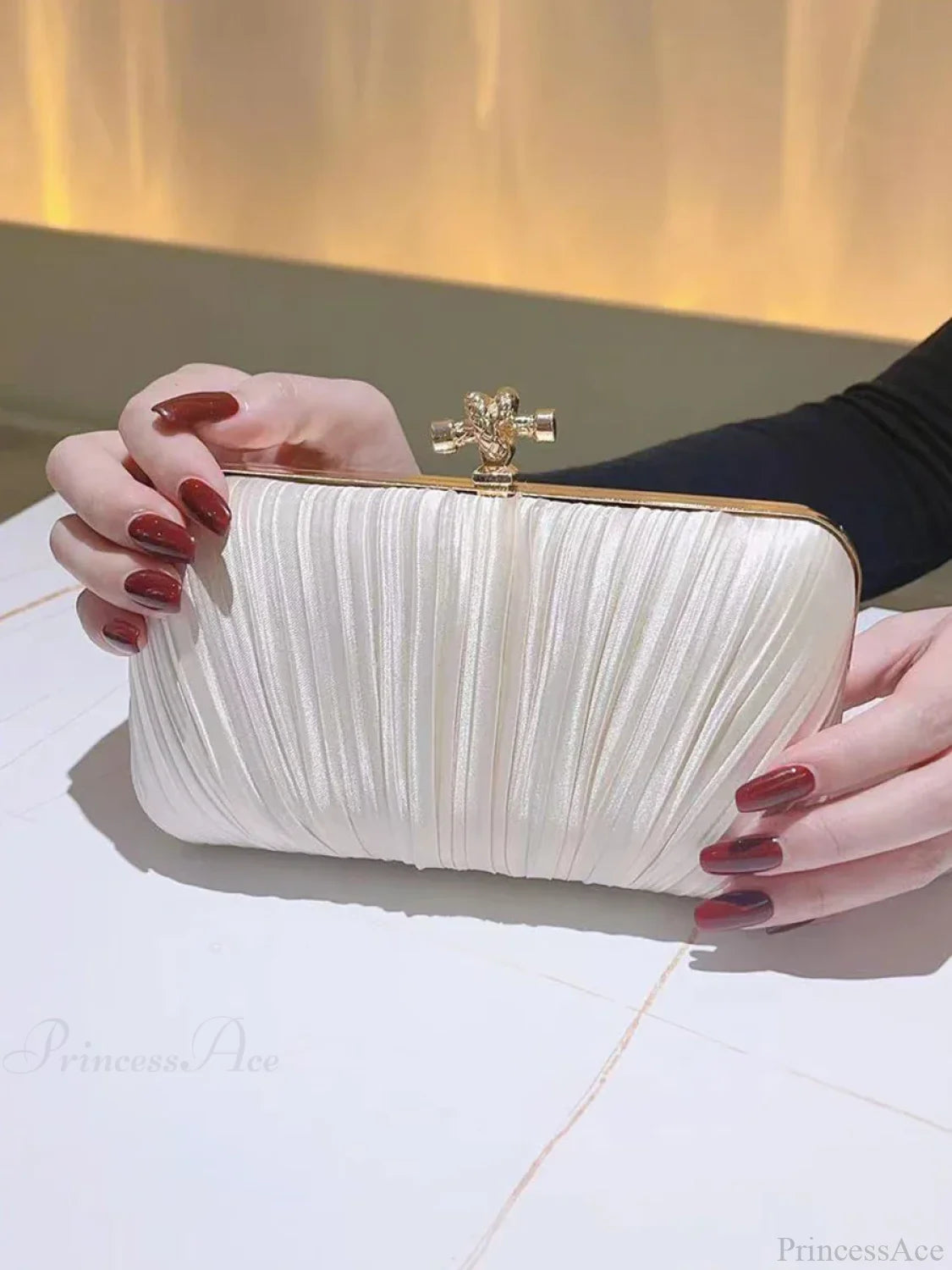 Pleated Evening Clutch Banquet Chain Bag clutchbag-250126