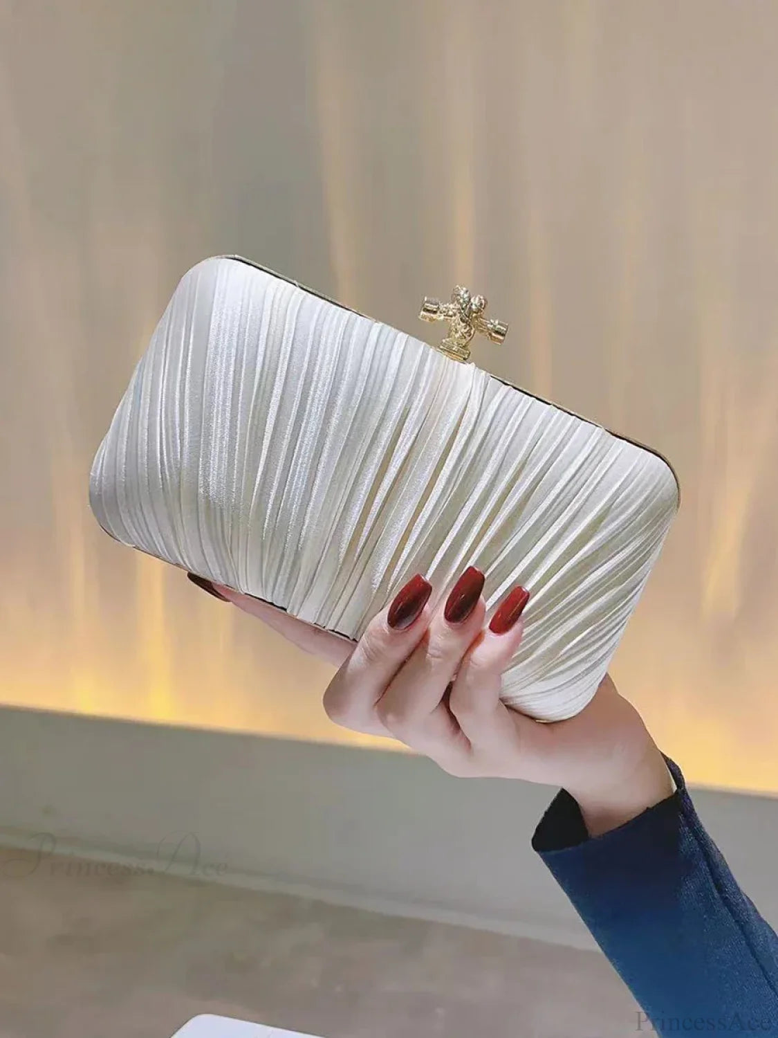 Pleated Evening Clutch Banquet Chain Bag clutchbag-250126