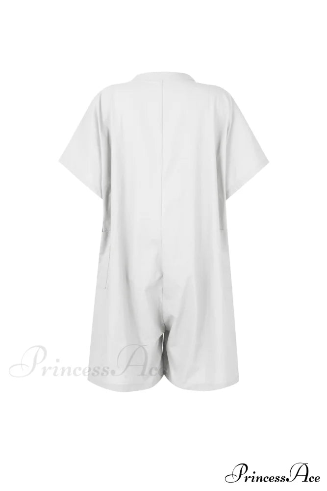 Pocketed Loose Rompers White / 2Xl