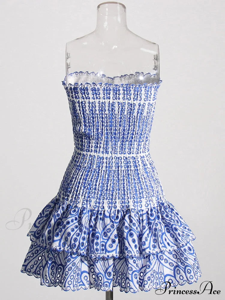 Printed Ruched Stylish Tube Mini Dress