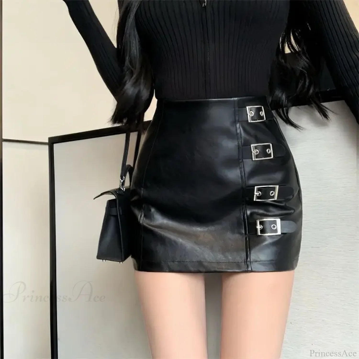 PU Leather Punk Bodycon Skirt