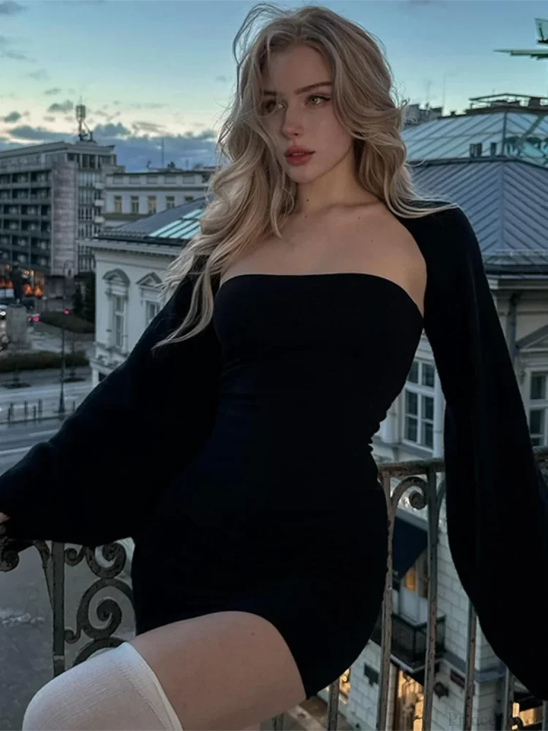 Puff Sleeve Square Collar Mini Dress