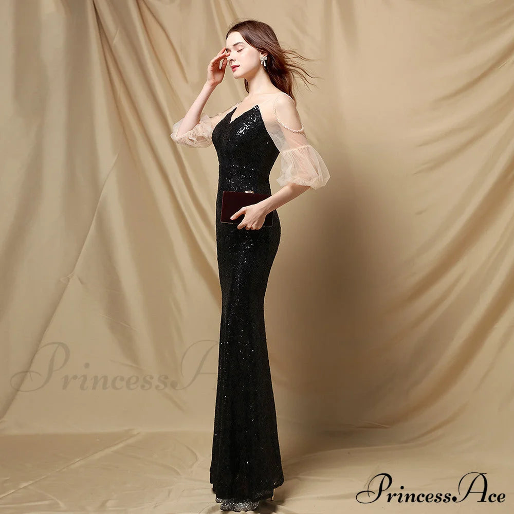 Quinn Sequin Scroll Charming Puff Sleeve Dress S.o. Long Dresses