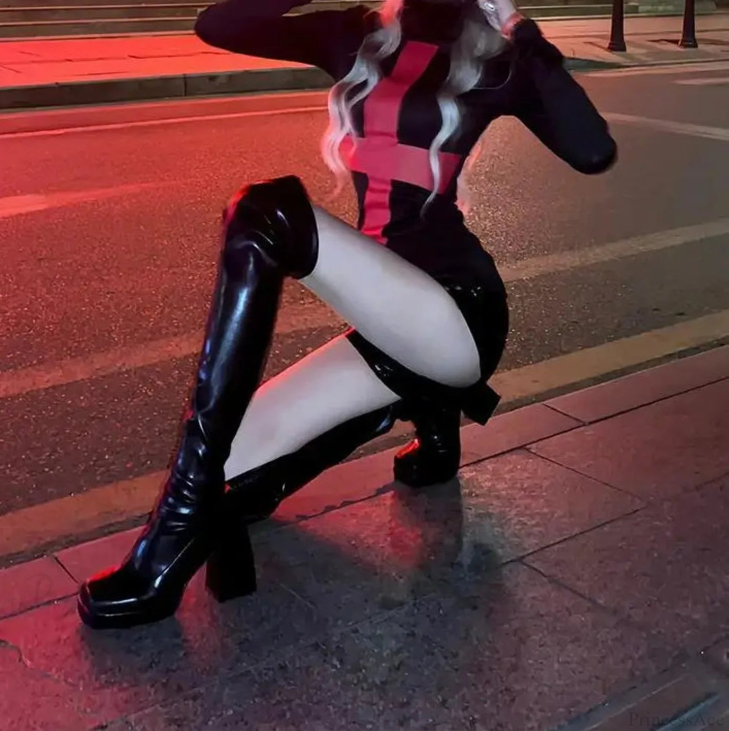 Red Cross Turtleneck Knit Top