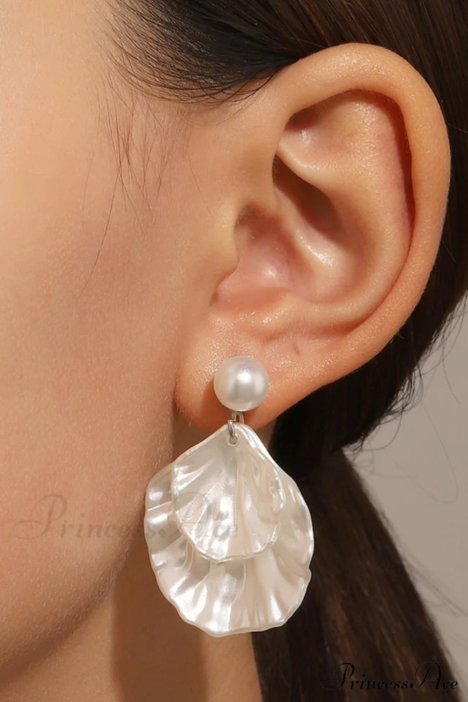 Resin Shell Earrings With Pearl Accent Jewelry