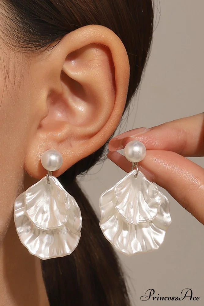 Resin Shell Earrings With Pearl Accent Jewelry