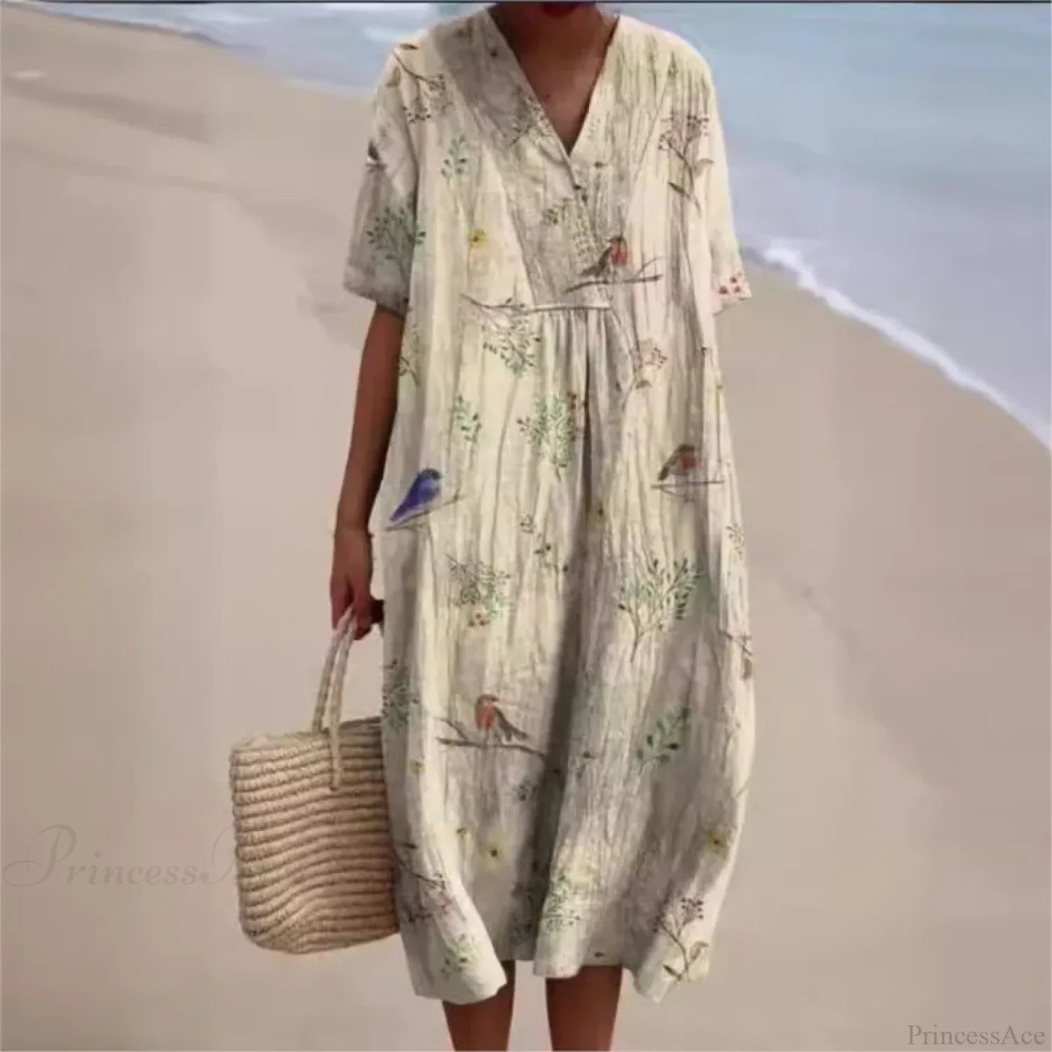 Retro Circle Print Boho Floral Dress oldfloraldress-250126